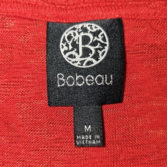 Bobeau Women's M RED Rayon Blend Semi Sheer Long Sleeve Open Front Cardigan - Picture 3 of 11